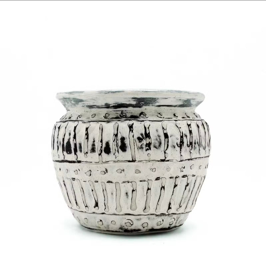 Griekse Terracotta Plantenpot – Crème – 12 cm