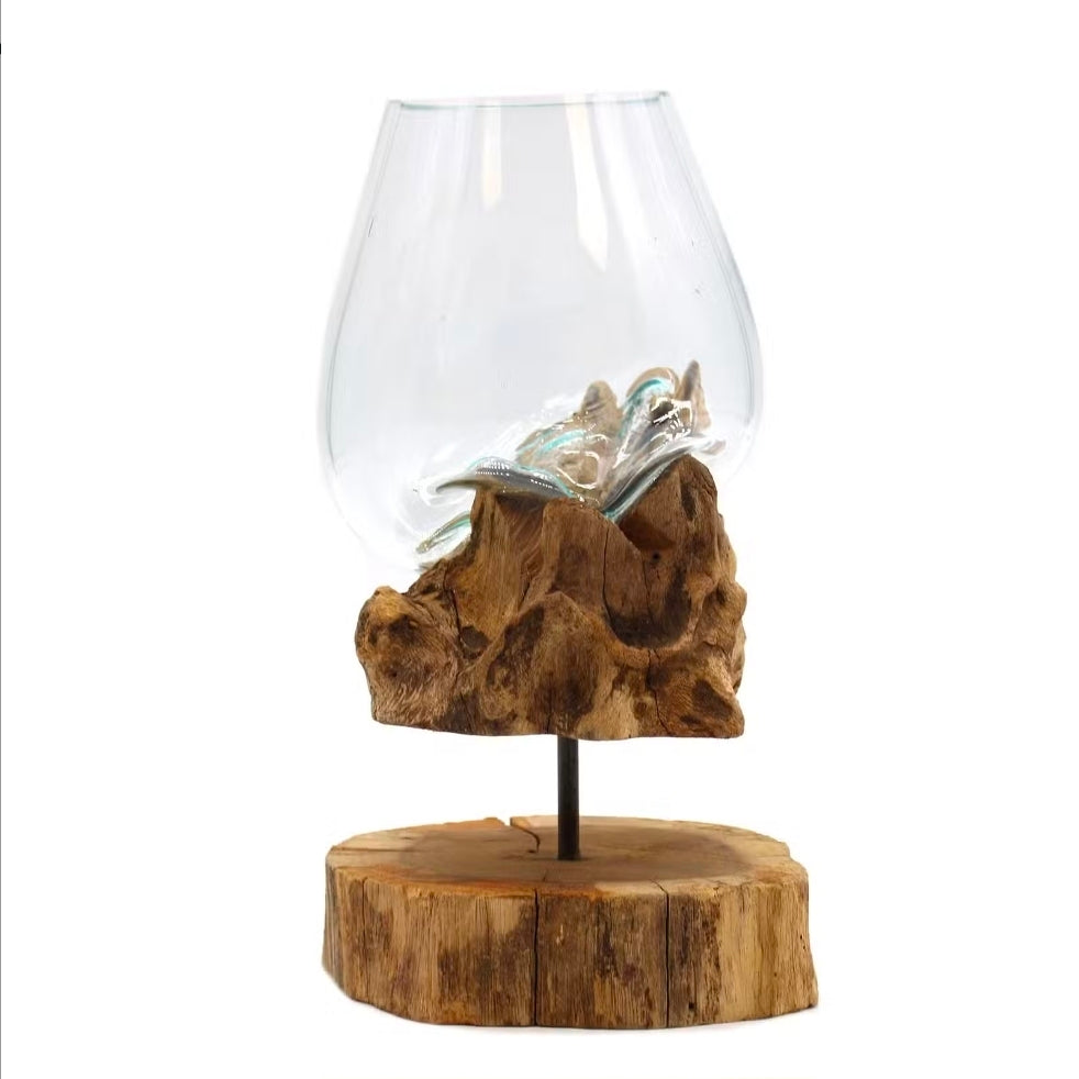 Handgemaakte Gesmolten Glas op Hout – Groot