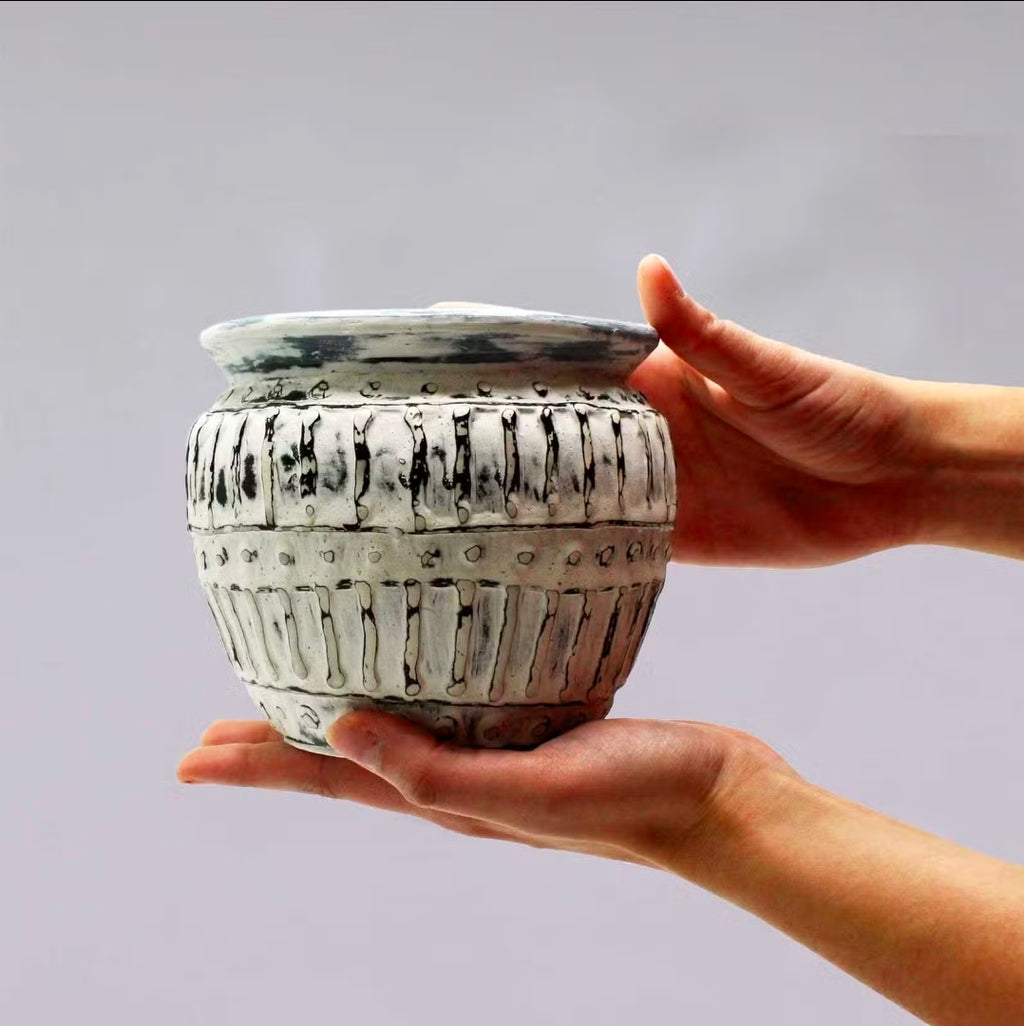 Griekse Terracotta Plantenpot – Crème – 12 cm